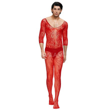Load image into Gallery viewer, Male Bodystocking Crotchless 3/4 - Red*
