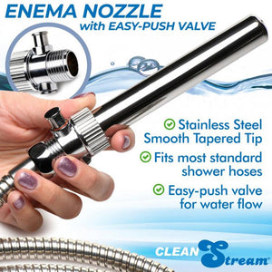 Enema Nozzle with Easy-Push Valve~ Clean Stream