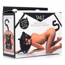 Load image into Gallery viewer, Black Cat Tail Anal Plug &amp; Mask Set by Tailz
