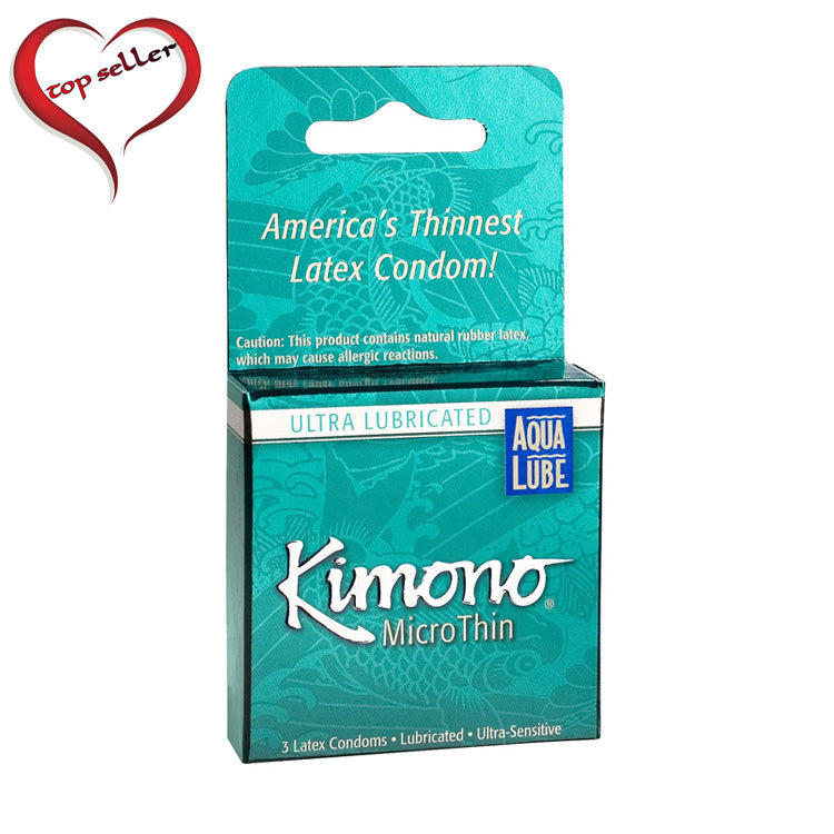 Micro Thin Condom Plus with Aqua Lube ~ Kimono 3 pack